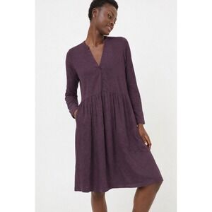 FatFace Plum Purple Elsie Jersey Midi Dress Long Sleeve Size 6 New